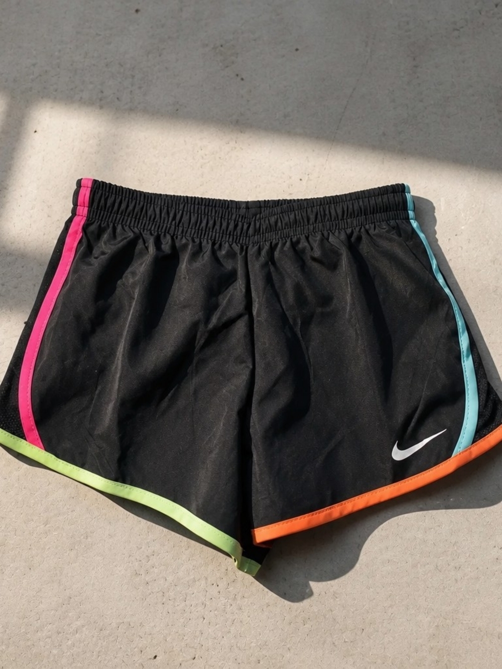Nike girls Black Running Shorts with Neon Trim 4t